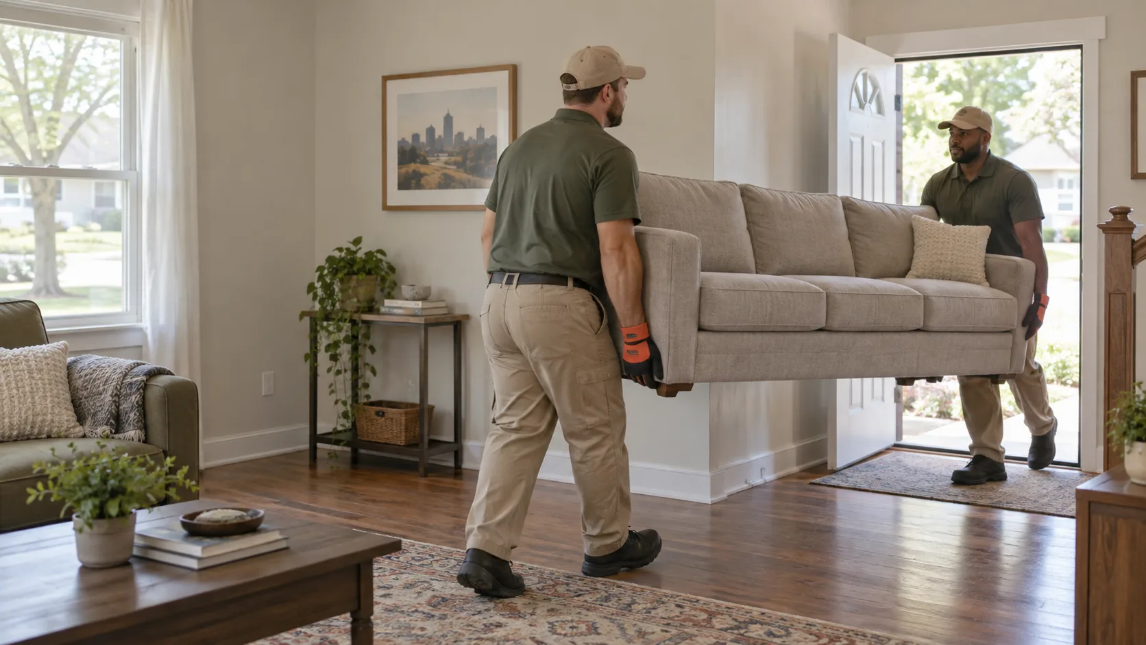 Prepared furniture removal scene with a clear access route